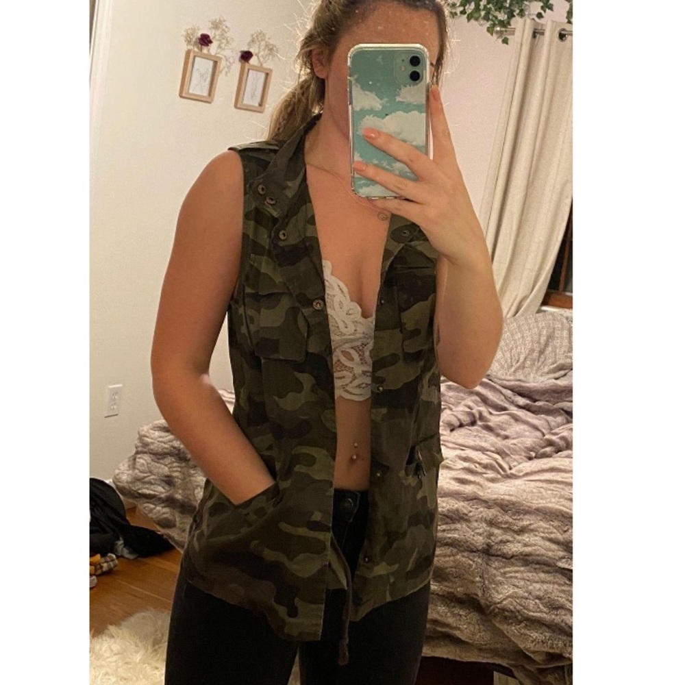Camo Long Fashion Vest with Adjustable Waist